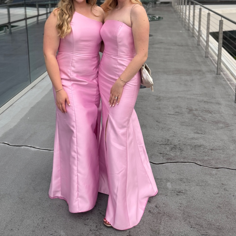 Bella Bridesmaids Dessy Group BB133 Powder Pink Strapless Gown